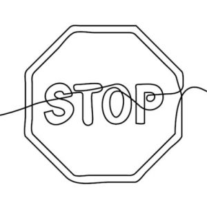 Stop text in one line drawing. One line drawing background. Continuous line drawing of stop sign. Vector illustration.