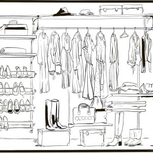 interior ink sketch wardrobe