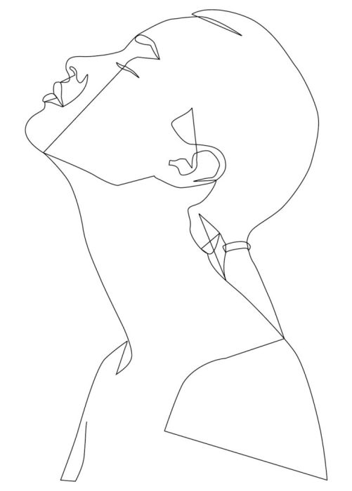 Portrait along the lines. Drawing in the style of one line. Continuous artistic abstract vector illustration of a face portrait. Fashionable linear portrait of a young beautiful woman.